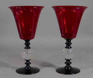 PR Pairpoint Ruby Red Controlled Bubble Glass Vase