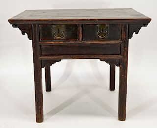 Chinese Hardwood Two Drawer Alter Table