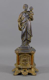 French Gilt Spelter St. Joseph & Jesus Sculpture