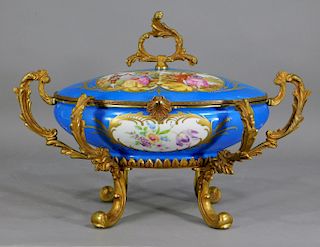 20C French Sevres Bronze Mounted Porcelain Box
