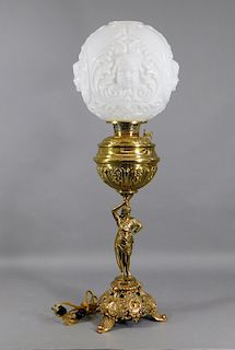 Bradley & Hubbard Figural Brass Banquet Lamp