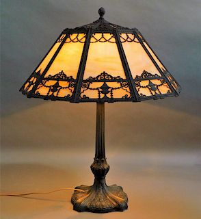 LARGE American Caramel Slag Glass Table Lamp