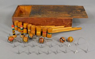 19C. English Victorian Table Croquet Family Game