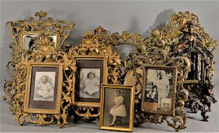 15PC Victorian Bronze Brass Mirror Frame Group