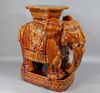 Chinese Glazed Earthenware Elephant Garden Seat