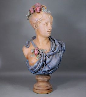 Albert E. Carrier Belleuse Plaster Bust of a Woman