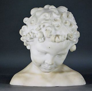 19C Italian Greco-Roman Marble Bust of a Boy