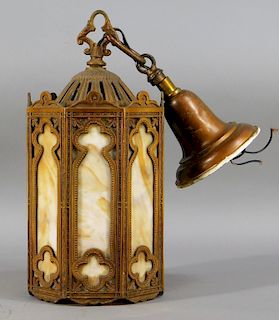 American Gothic Revival Slag Glass Light Fixture