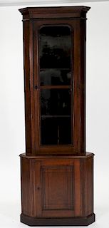 Victorian Black Walnut Single Door Corner Cabinet