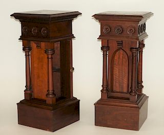 PR Victorian Aesthetic Walnut Cabinet Pedestals
