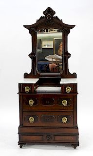 Victorian Walnut Diminutive Drop Well Dresser