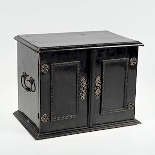 Dutch silver mounted ebonized wood table cabinet