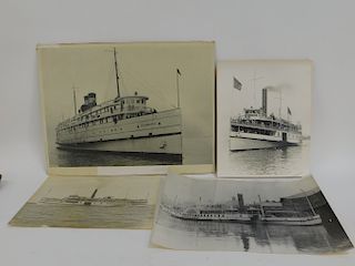 4 RI B & W Steamship Paddle Wheeler Photographs