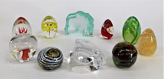 10PC 20C. Modern Art Glass Paperweight Egg Group