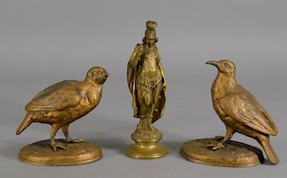 3PC 19C French Bronze & Gilt Spelter Figural Group