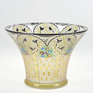 Haida Bohemian enameled glass vase