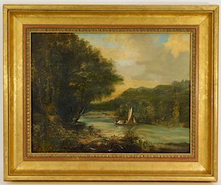 19C English Romanticist O/B Landscape Painting