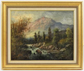 19C. Charles Martin Illuminated Landscape Painting