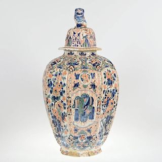 Delft Imari polychromed earthenware jar and cover