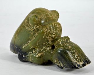 Chinese Archaic Style Carved Shoushan Stone Frog