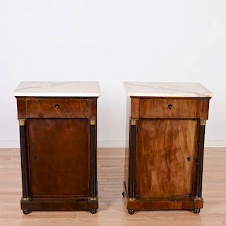 Pair Biedermeier parcel ebonized side cabinets