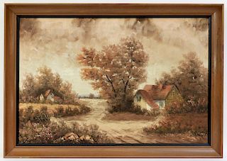 Joseph Collazzi Fall Cottage Landscape Painting