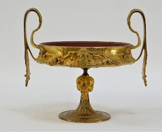 French Gilt Bronze Neoclassical Bacchus Compote
