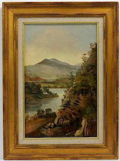 American School Mountain River Landscape Painting
