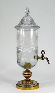 French Gilt Bronze & Crystal Spigot Apothecary Jar