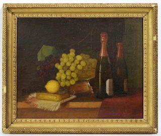 19C. American Grape Tabletop Still Life Painting