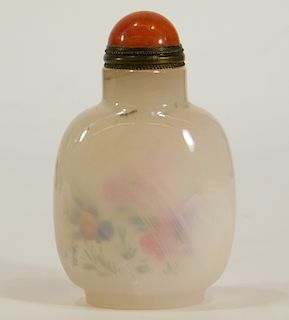 Chinese Painted Agate Hardstone Snuff Bottle
