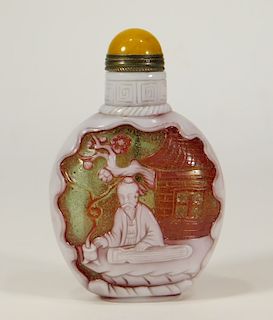 Chinese Snowflake Peking Glass Snuff Bottle