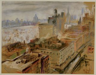 C.1940 New York NYC Westside Central Park Painting
