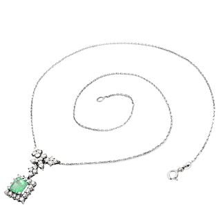 Emerald, Diamond and 18K Pendant Necklace