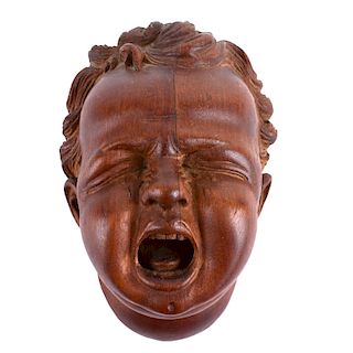 Carved Wood Crying Baby