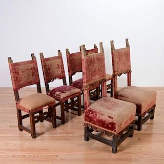 Assembled set (6) Spanish Baroque side chairs