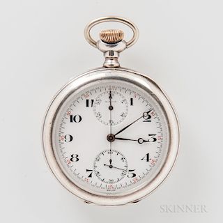 Agassiz Sterling Silver Open-face Pocket Chronograph