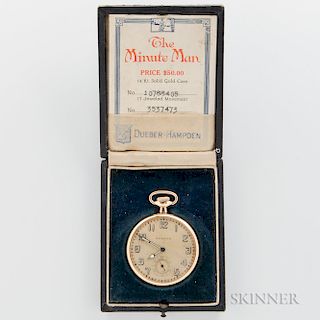 Hampden "Minute Man" 14kt Gold Open-face Watch