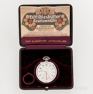 J. Assmann Silver Open-face Watch with Box
