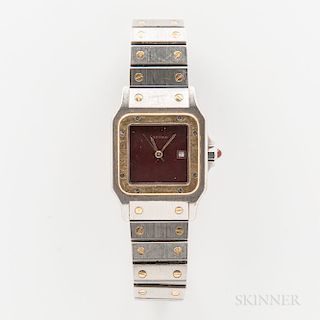 Cartier Man's "Santos Galbee" Stainless Steel and 18kt Gold Automatic Wristwatch