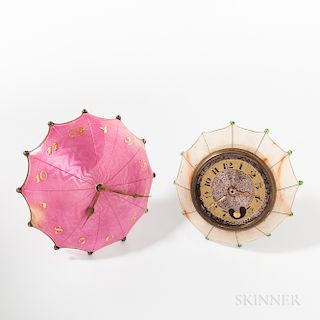 Two French Umbrella-form Desk Clocks
