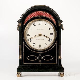 Jonathan Robotham Ebonized and Brass-mounted Mantel Clock