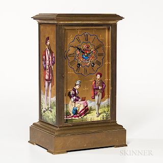 French Hand-painted Porcelain Panel Mantel Clock