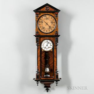 Unusual Vienna Regulator Calendar or Railroad Wall Clock