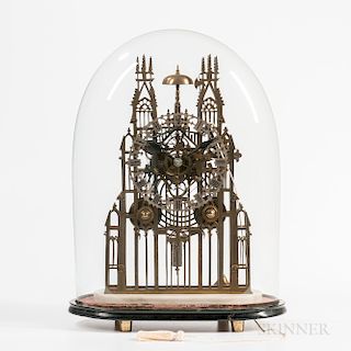 English Gothic or Cathedral-form Fusee Skeleton Clock