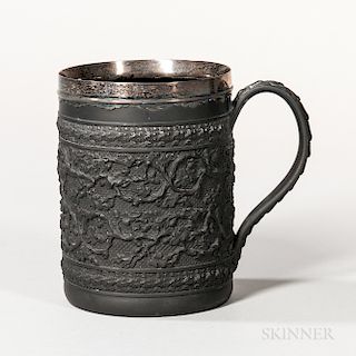 Wedgwood & Bentley Black Basalt Silver-mounted Cider Mug