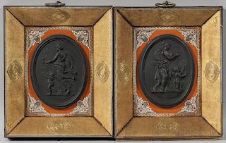 Pair of Wedgwood Black Basalt Self-framed Plaques
