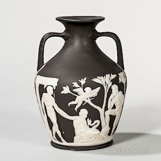 Wedgwood Thomas Lovatt Solid Black Jasper Portland Vase