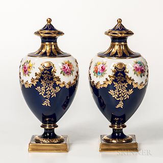 Pair of Wedgwood Bone China Vases and Covers
