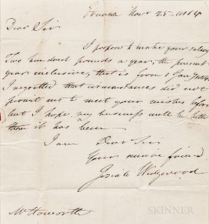 Josiah Wedgwood II Letter Dated 1814